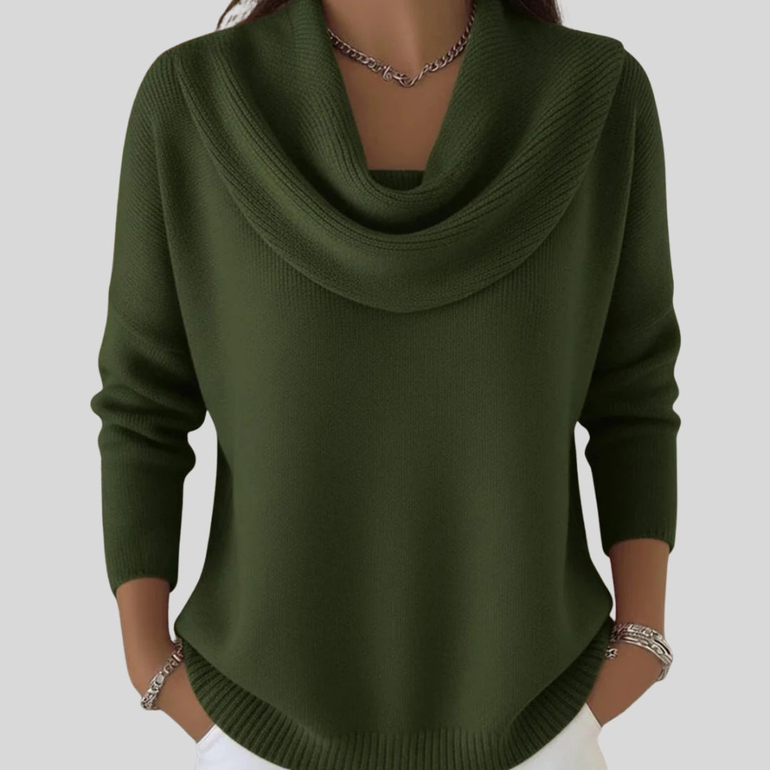 Ginevra | Pullover Donna Maglia a Maniche Lunghe Collo Drappeggiato