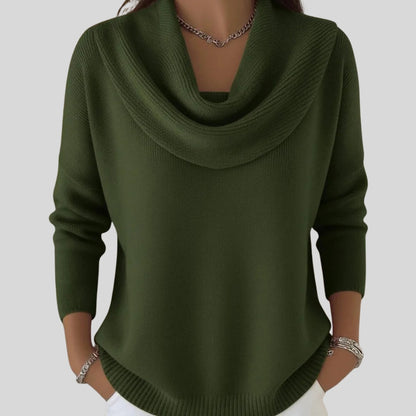 Ginevra | Pullover Donna Maglia a Maniche Lunghe Collo Drappeggiato