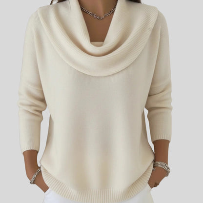 Ginevra | Pullover Donna Maglia a Maniche Lunghe Collo Drappeggiato