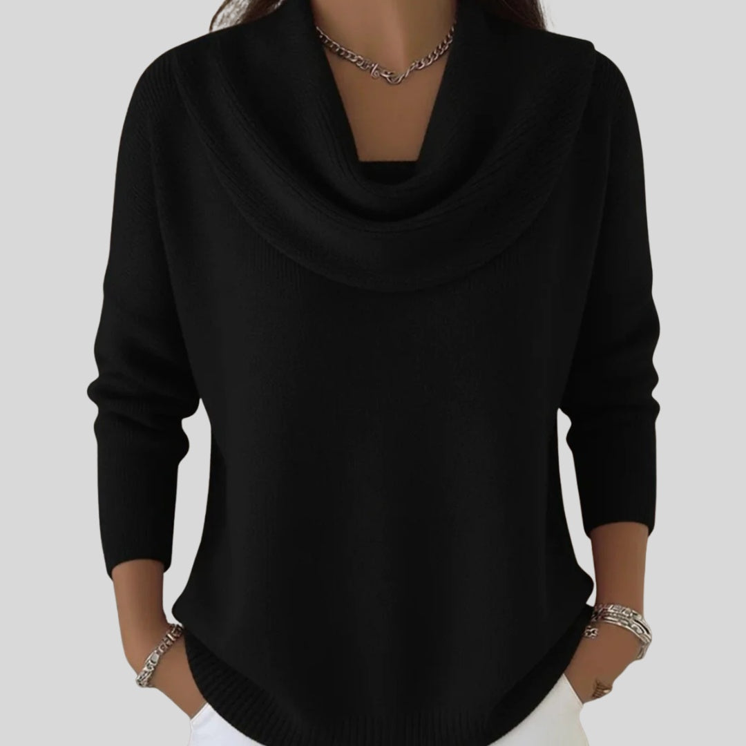 Ginevra | Pullover Donna Maglia a Maniche Lunghe Collo Drappeggiato