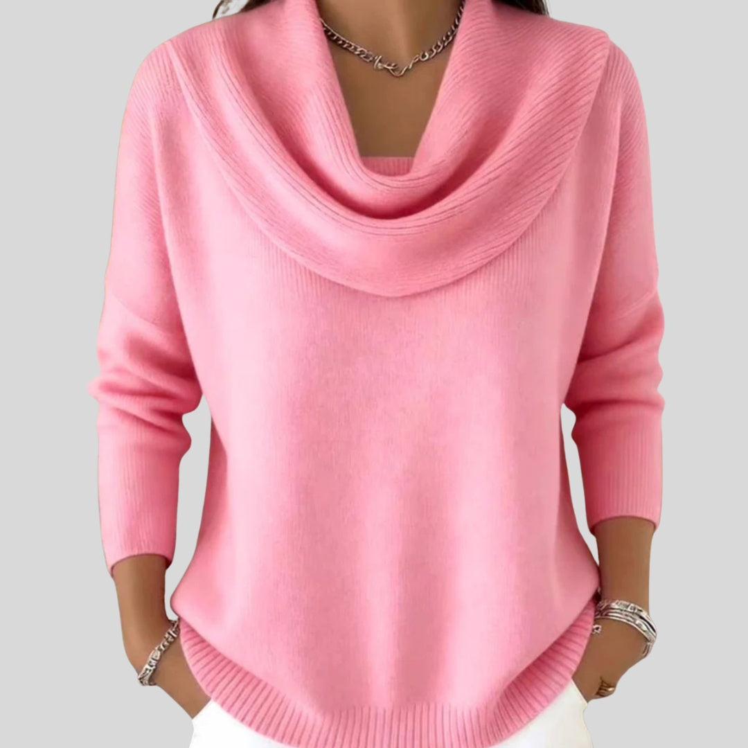 Ginevra | Pullover Donna Maglia a Maniche Lunghe Collo Drappeggiato