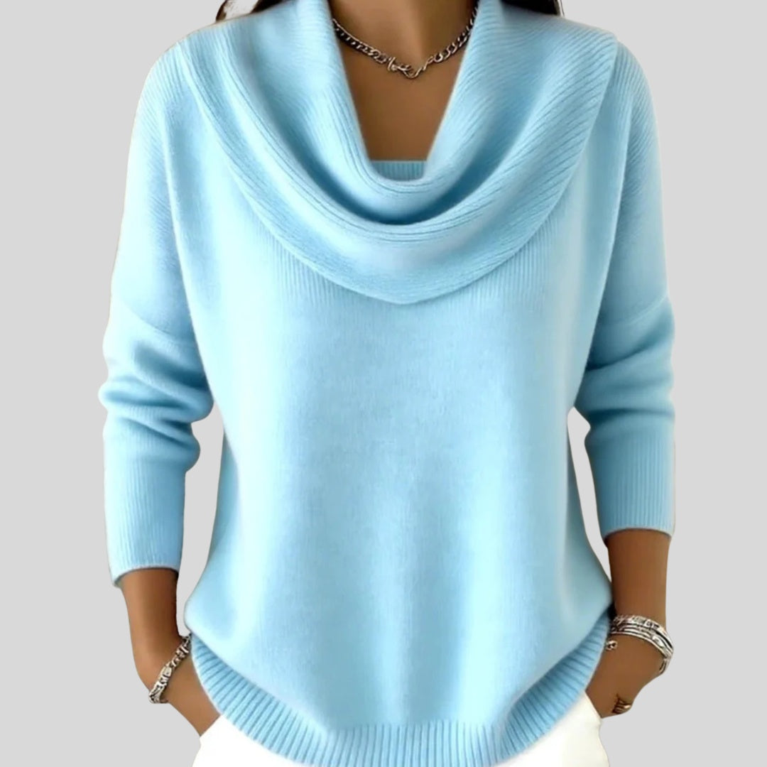 Ginevra | Pullover Donna Maglia a Maniche Lunghe Collo Drappeggiato