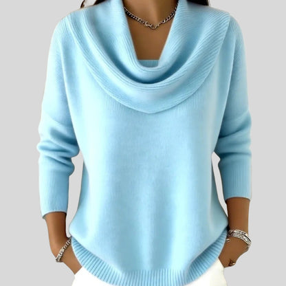 Ginevra | Pullover Donna Maglia a Maniche Lunghe Collo Drappeggiato