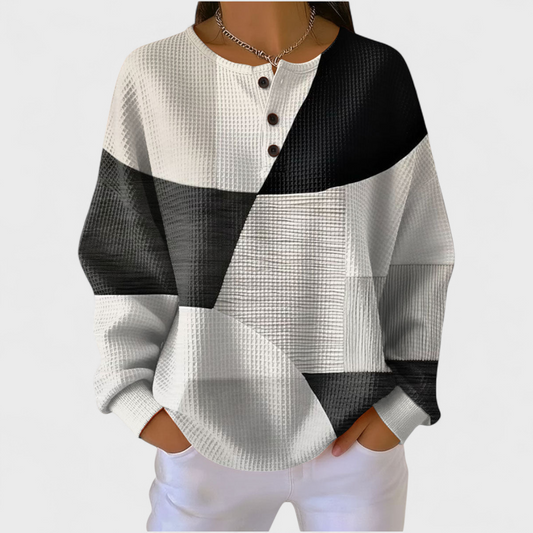 Giorgia | Maglia a Maniche Lunghe Donna Colour Block Waffle