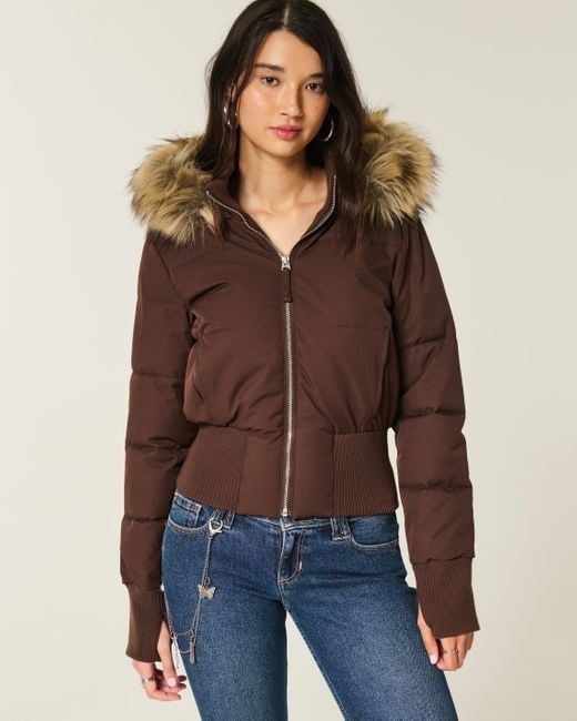 Giorgia | Piumino Donna Cropped con Cappuccio Pelliccia Sintetica