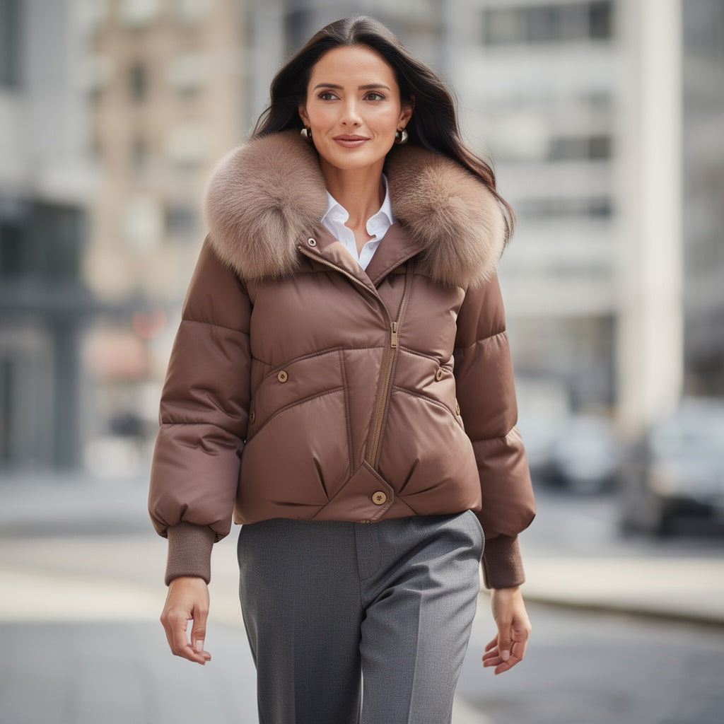 Giorgia | Piumino Donna Oversize Collo in Pelliccia