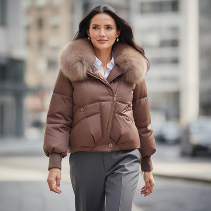Giorgia | Piumino Donna Oversize Collo in Pelliccia