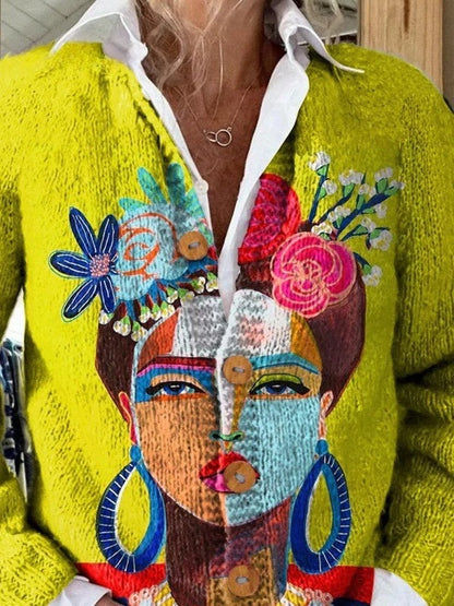 Giulia | Giacche Invernali Donna di Maglia Stampata Bottoni Floreali
