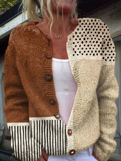 Giulia | Giacche Invernali Donna di Maglia Stampata Bottoni Floreali