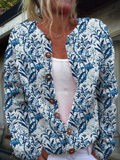 Giulia | Giacche Invernali Donna di Maglia Stampata Bottoni Floreali