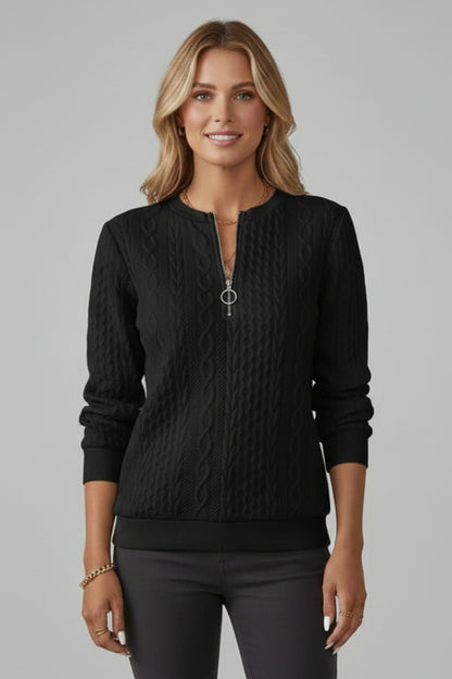 Giulia | Maglia a Maniche Lunghe Donna Treccia Zip