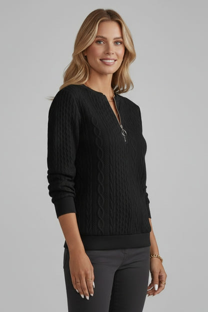 Giulia | Maglia a Maniche Lunghe Donna Treccia Zip