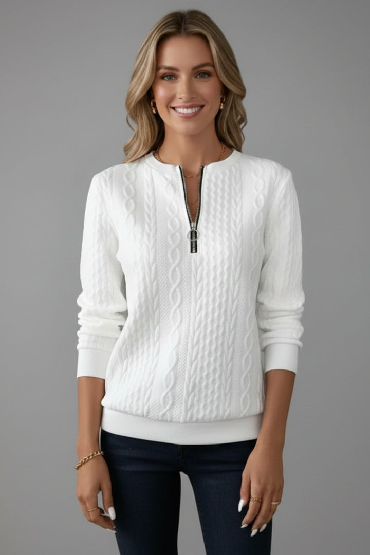Giulia | Maglia a Maniche Lunghe Donna Treccia Zip
