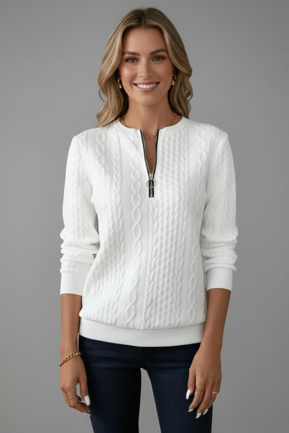 Giulia | Maglia a Maniche Lunghe Donna Treccia Zip