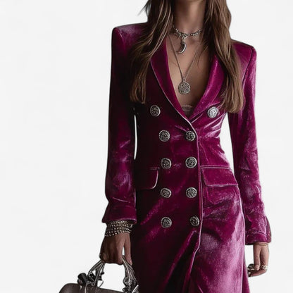 Giulia | Vestito Velluto Manica Lunga Donna Blazer Lungo