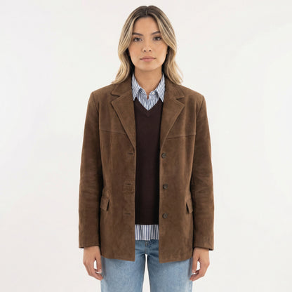 Greta | Capispalla Donna in Scamosciato Cappotto Corto Elegante
