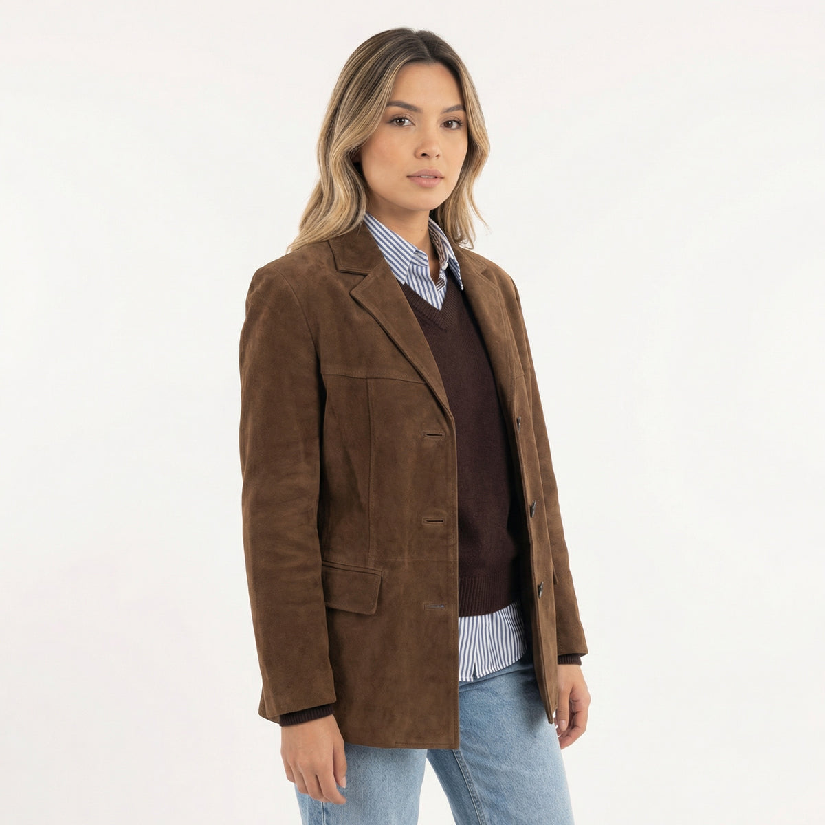 Greta | Capispalla Donna in Scamosciato Cappotto Corto Elegante