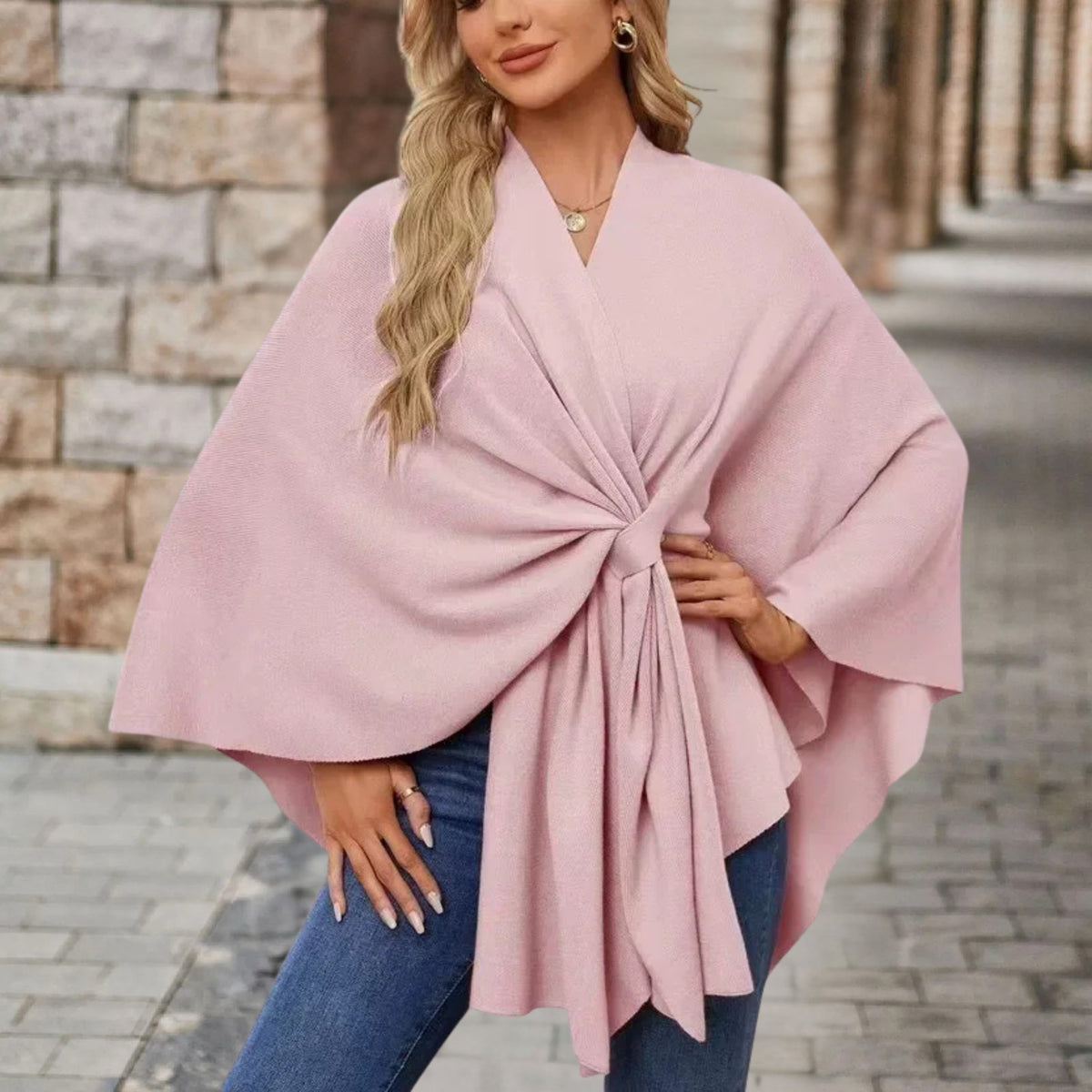 Greta | Poncho Donna Coprispalle Elegante Mantella con Nodo