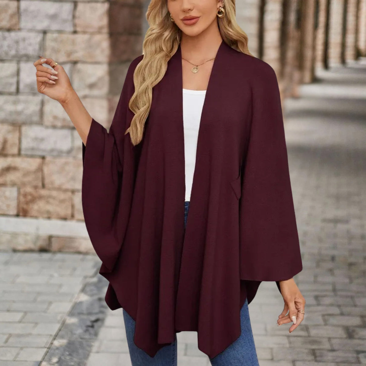 Greta | Poncho Donna Coprispalle Elegante Mantella con Nodo