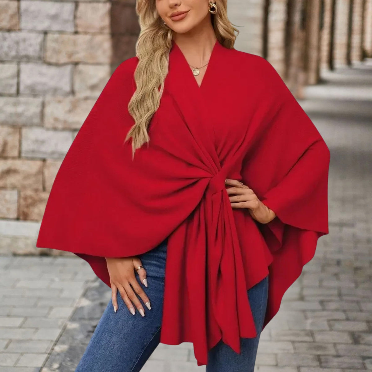 Greta | Poncho Donna Coprispalle Elegante Mantella con Nodo