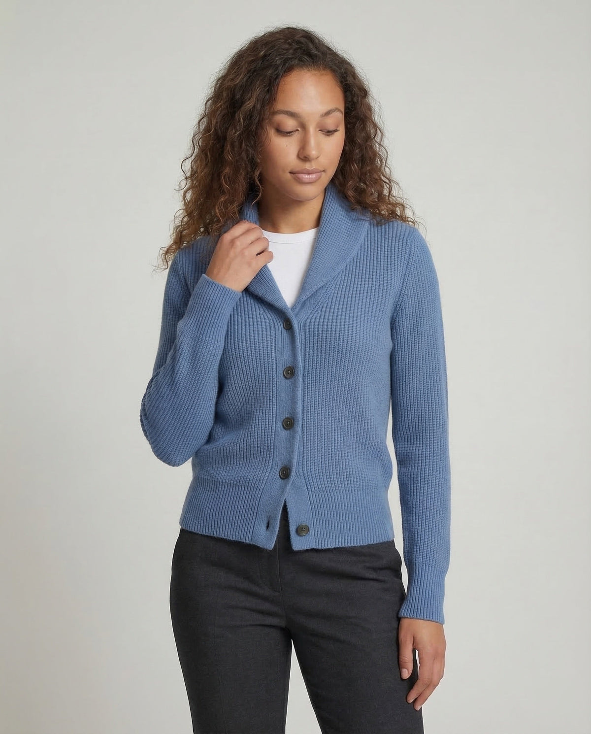 Irene | Golfino Donna in Maglia a Coste con Bottoni Collo a Revers