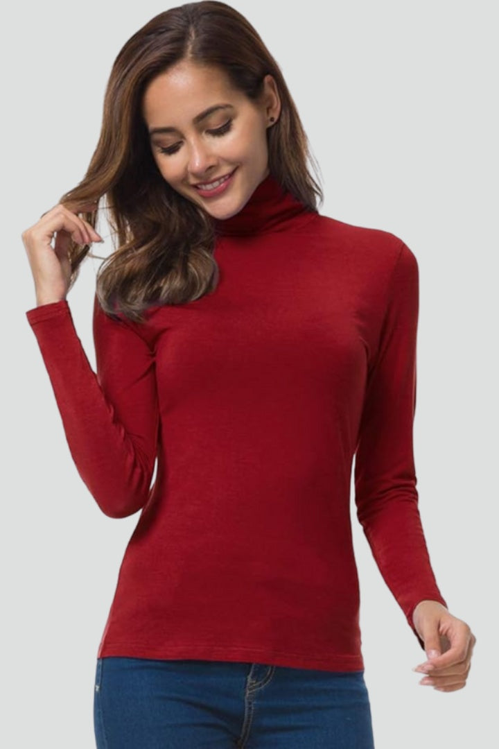 Livia | Maglia a Maniche Lunghe Collo Alto Donna Aderente