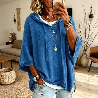 Livia | Poncho in Maglia con Cappuccio Donna Oversize