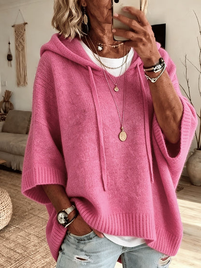 Livia | Poncho in Maglia con Cappuccio Donna Oversize