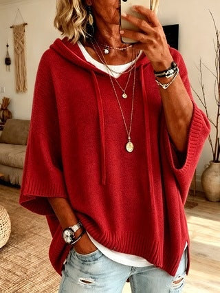 Livia | Poncho in Maglia con Cappuccio Donna Oversize