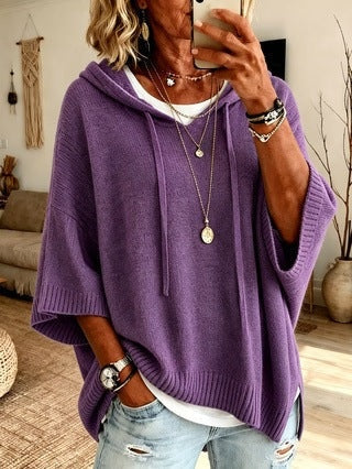 Livia | Poncho in Maglia con Cappuccio Donna Oversize