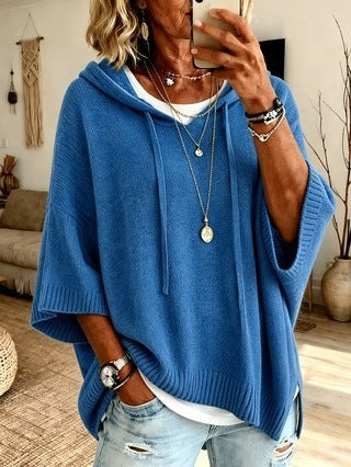 Livia | Poncho in Maglia con Cappuccio Donna Oversize