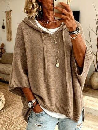 Livia | Poncho in Maglia con Cappuccio Donna Oversize