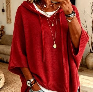 Livia | Poncho in Maglia con Cappuccio Donna Oversize