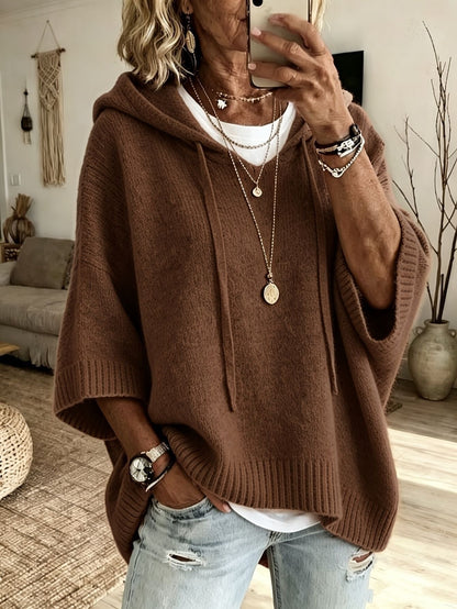 Livia | Poncho in Maglia con Cappuccio Donna Oversize