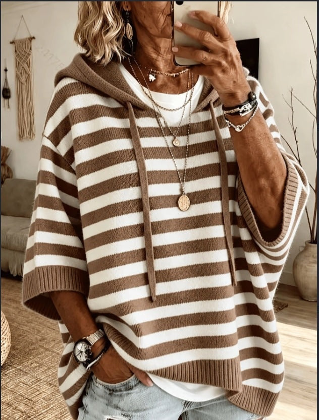 Livia | Poncho in Maglia con Cappuccio Donna Oversize