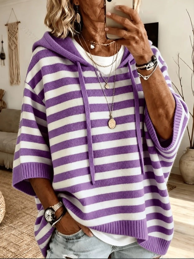 Livia | Poncho in Maglia con Cappuccio Donna Oversize