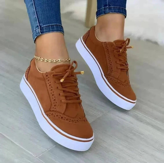 Livia | Sneakers in Pelle Donna Piattaforma Lacci