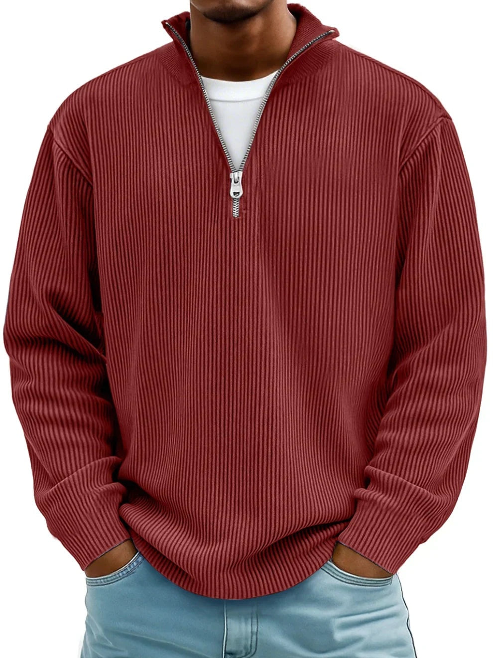 Lorenzo | Maglione Quarter Zip Uomo Maglie Maniche Lunghe Collo Alto
