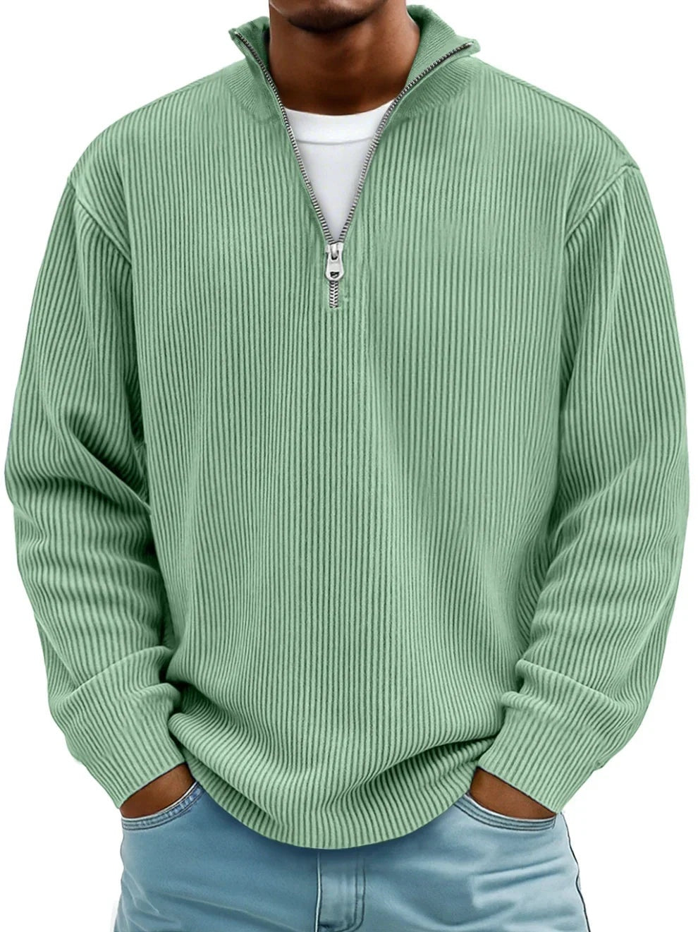 Lorenzo | Maglione Quarter Zip Uomo Maglie Maniche Lunghe Collo Alto