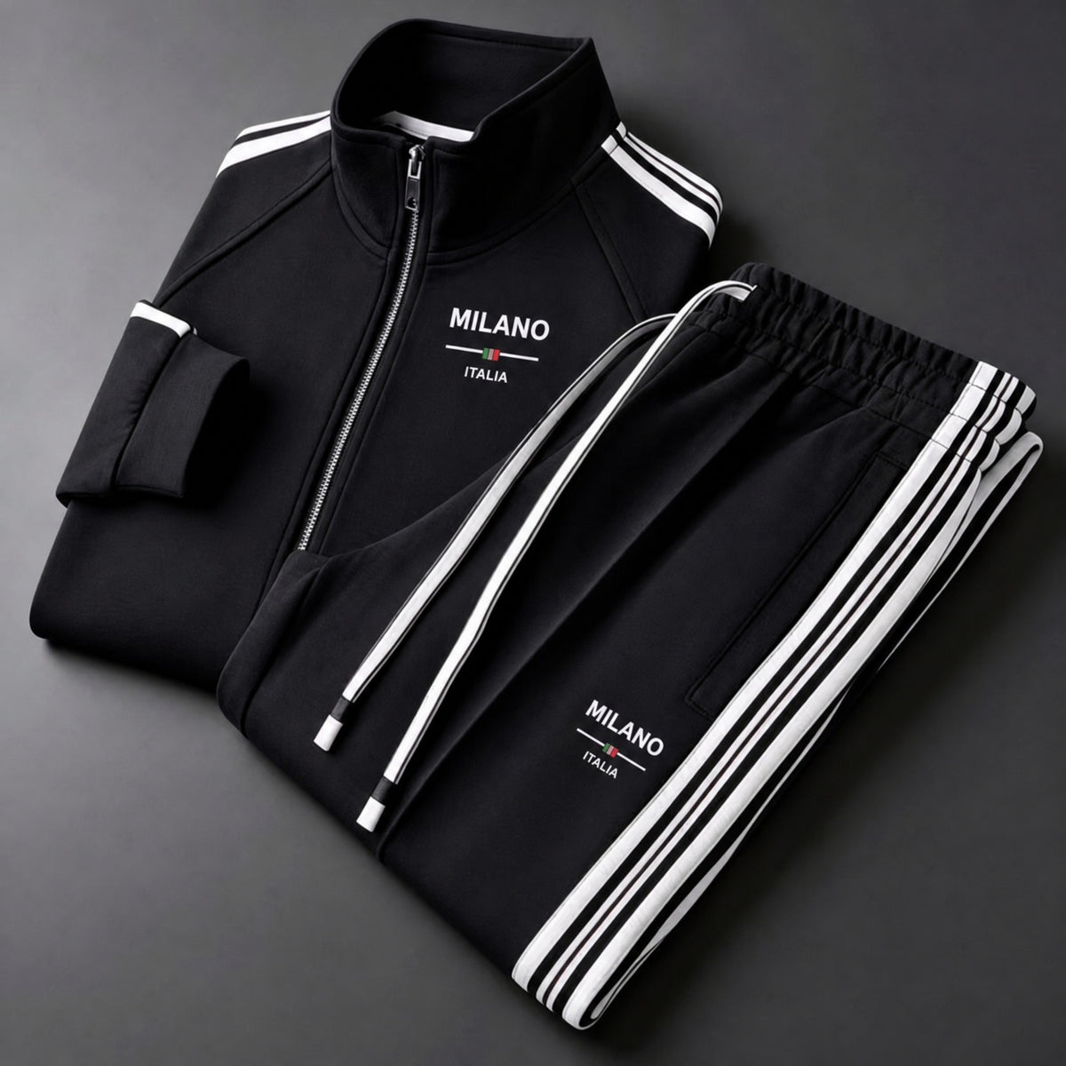 Lorenzo | Tute Sportive Uomo Completo con Zip Bande Laterali