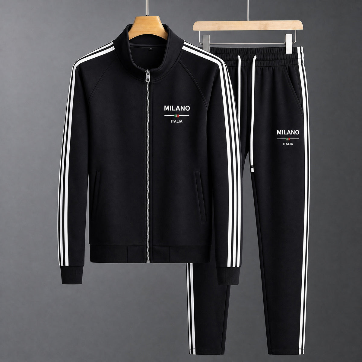Lorenzo | Tute Sportive Uomo Completo con Zip Bande Laterali