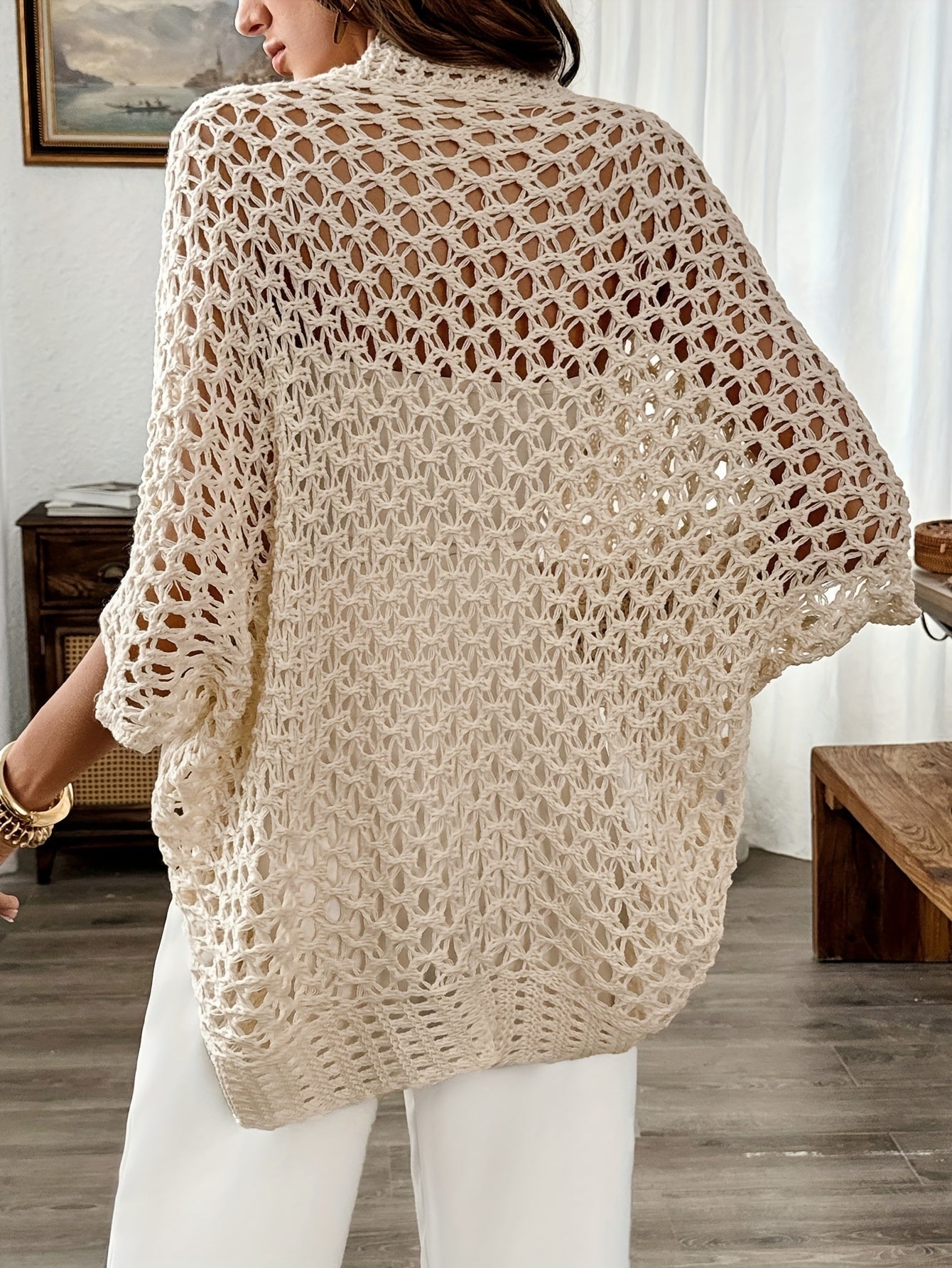 Ludovica | Cardigan Donna Uncinetto Aperto Davanti Maniche a Pipistrello
