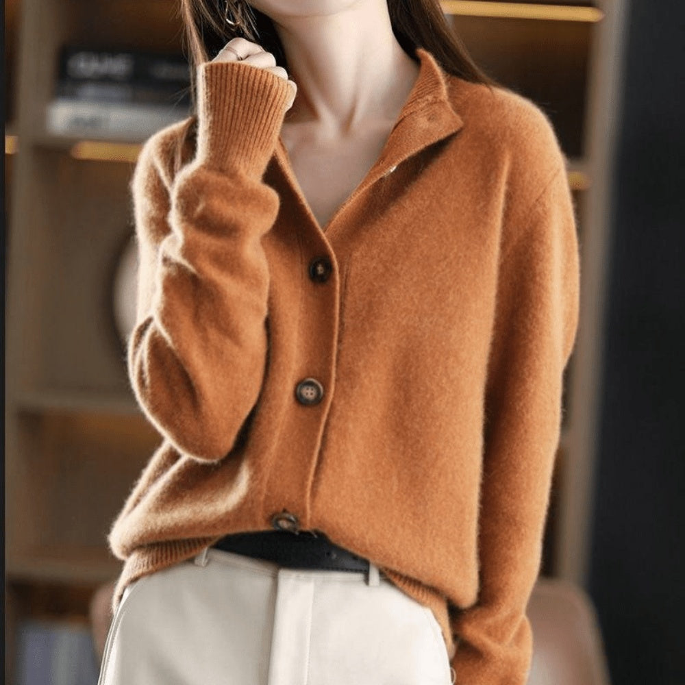 Ludovica | Cardigan in Cashmere Donna Bottoni Collo con Revers