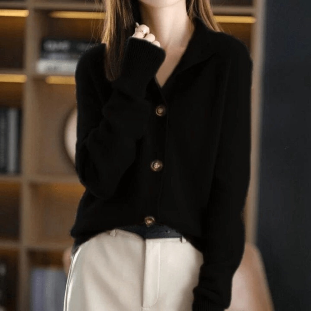 Ludovica | Cardigan in Cashmere Donna Bottoni Collo con Revers