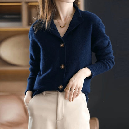 Ludovica | Cardigan in Cashmere Donna Bottoni Collo con Revers