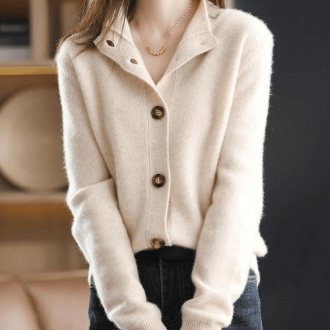 Ludovica | Cardigan in Cashmere Donna Bottoni Collo con Revers