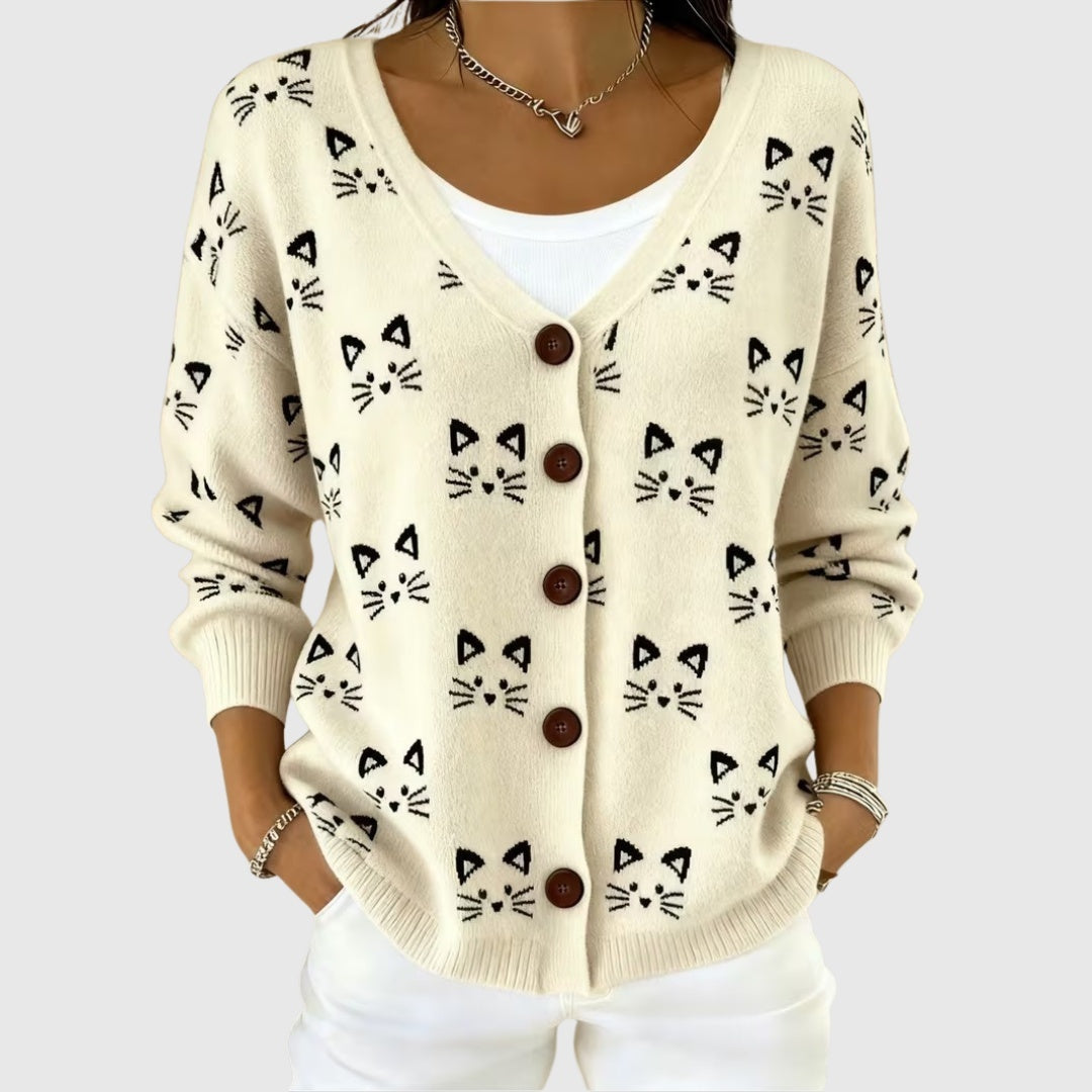 Ludovica | Cardigan Lungo Donna a Righe con Bottoni Scollatura V