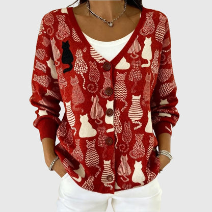 Ludovica | Cardigan Lungo Donna a Righe con Bottoni Scollatura V