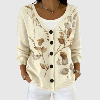 Ludovica | Cardigan Lungo Donna a Righe con Bottoni Scollatura V