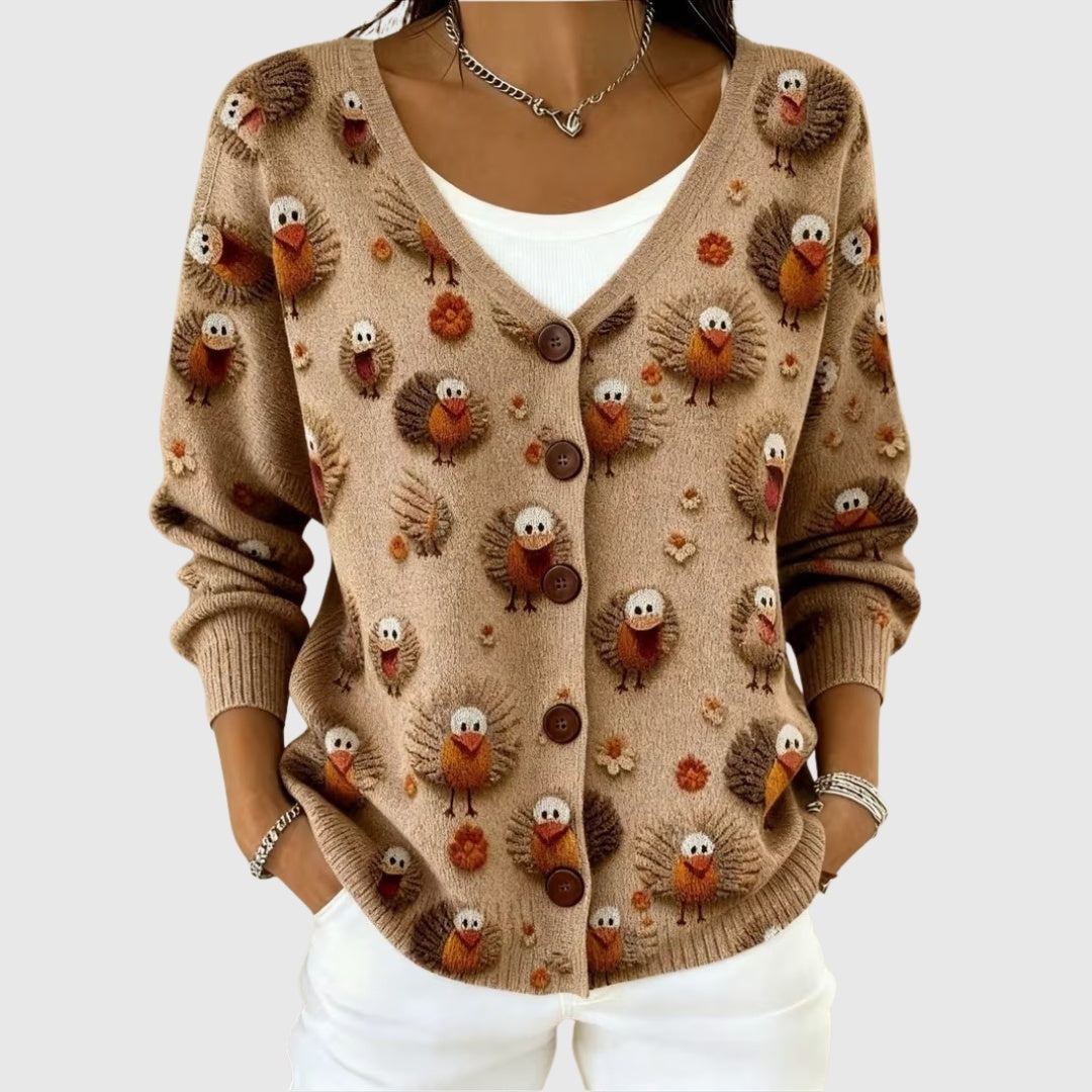 Ludovica | Cardigan Lungo Donna a Righe con Bottoni Scollatura V